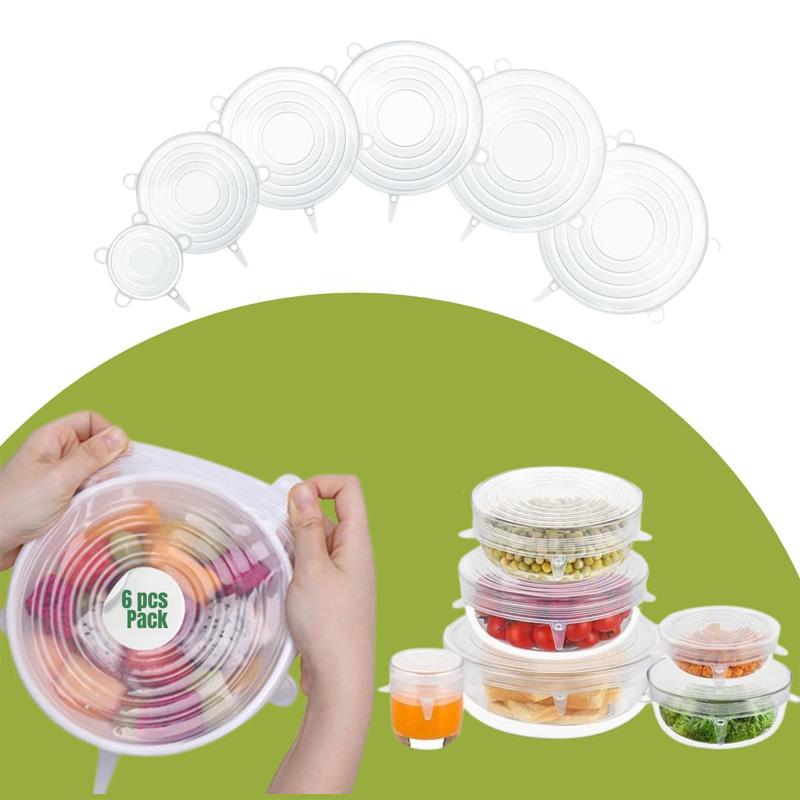 Kitchen Microwave Food Cover With 6 Silicone Lids, Extension Lid, Bowl Lid, Elastic Silicone Lid, Universal Adaptability Lid — view 1